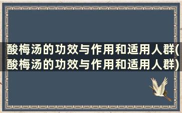 酸梅汤的功效与作用和适用人群(酸梅汤的功效与作用和适用人群)