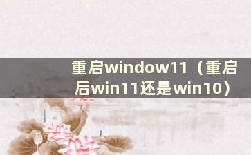 重启window11（重启后win11还是win10）