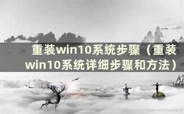 重装win10系统步骤（重装win10系统详细步骤和方法）