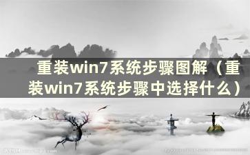 重装win7系统步骤图解（重装win7系统步骤中选择什么）