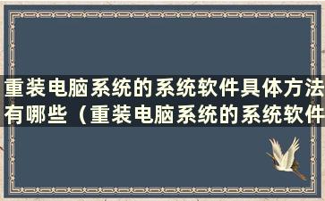 重装电脑系统的系统软件具体方法有哪些（重装电脑系统的系统软件具体有哪些功能）