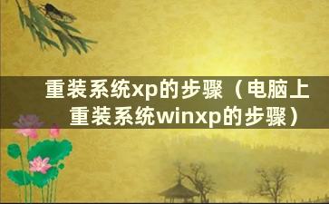 重装系统xp的步骤（电脑上重装系统winxp的步骤）