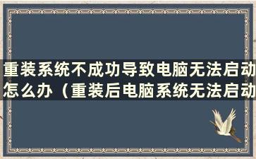 重装系统不成功导致电脑无法启动怎么办（重装后电脑系统无法启动）