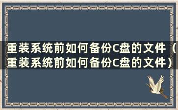 重装系统前如何备份C盘的文件（重装系统前如何备份C盘的文件）