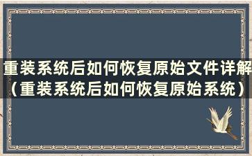 重装系统后如何恢复原始文件详解（重装系统后如何恢复原始系统）