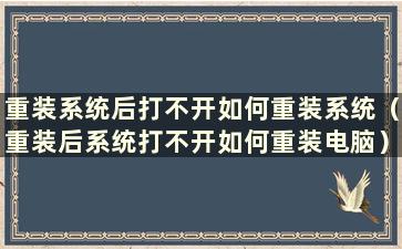 重装系统后打不开如何重装系统（重装后系统打不开如何重装电脑）