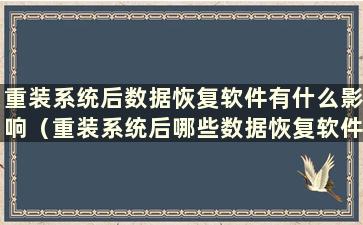 重装系统后数据恢复软件有什么影响（重装系统后哪些数据恢复软件不能使用）