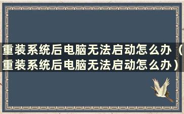 重装系统后电脑无法启动怎么办（重装系统后电脑无法启动怎么办）