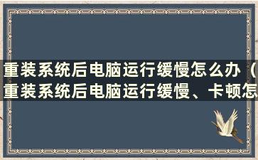 重装系统后电脑运行缓慢怎么办（重装系统后电脑运行缓慢、卡顿怎么办）