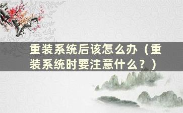 重装系统后该怎么办（重装系统时要注意什么？）