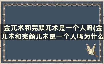 金兀术和完颜兀术是一个人吗(金兀术和完颜兀术是一个人吗为什么)