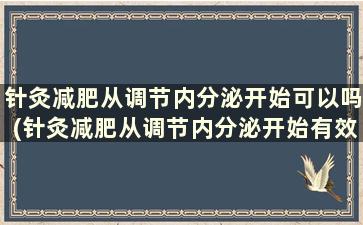 针灸减肥从调节内分泌开始可以吗(针灸减肥从调节内分泌开始有效果吗)