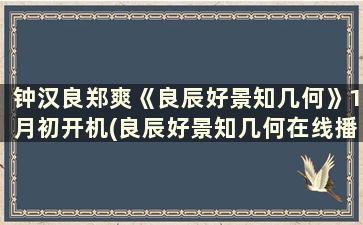 钟汉良郑爽《良辰好景知几何》1月初开机(良辰好景知几何在线播放)