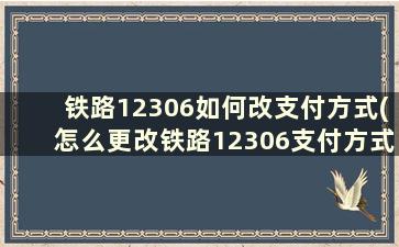 铁路12306如何改支付方式(怎么更改铁路12306支付方式)