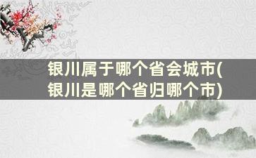 银川属于哪个省会城市(银川是哪个省归哪个市)