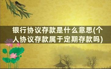 银行协议存款是什么意思(个人协议存款属于定期存款吗)