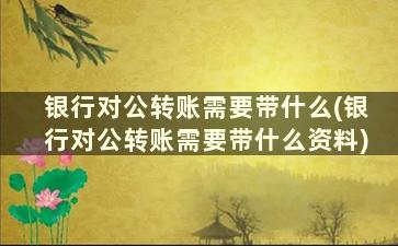 银行对公转账需要带什么(银行对公转账需要带什么资料)