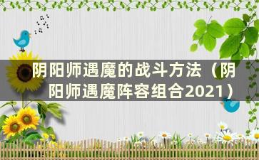 阴阳师遇魔的战斗方法（阴阳师遇魔阵容组合2021）