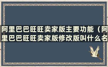 阿里巴巴旺旺卖家版主要功能（阿里巴巴旺旺卖家版修改版叫什么名字）