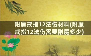 附魔戒指12法伤材料(附魔戒指12法伤需要附魔多少)