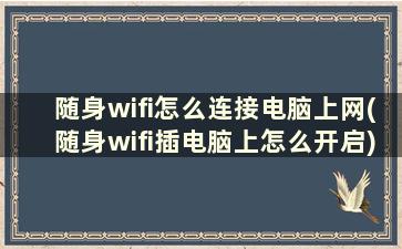 随身wifi怎么连接电脑上网(随身wifi插电脑上怎么开启)