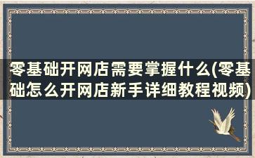 零基础开网店需要掌握什么(零基础怎么开网店新手详细教程视频)