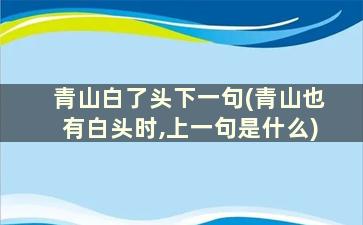 青山白了头下一句(青山也有白头时,上一句是什么)