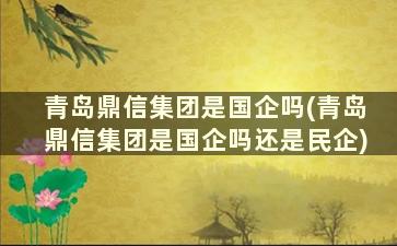 青岛鼎信集团是国企吗(青岛鼎信集团是国企吗还是民企)