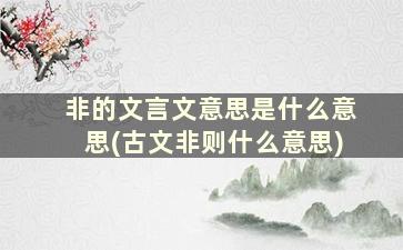 非的文言文意思是什么意思(古文非则什么意思)