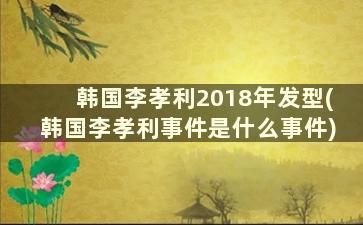 韩国李孝利2018年发型(韩国李孝利事件是什么事件)