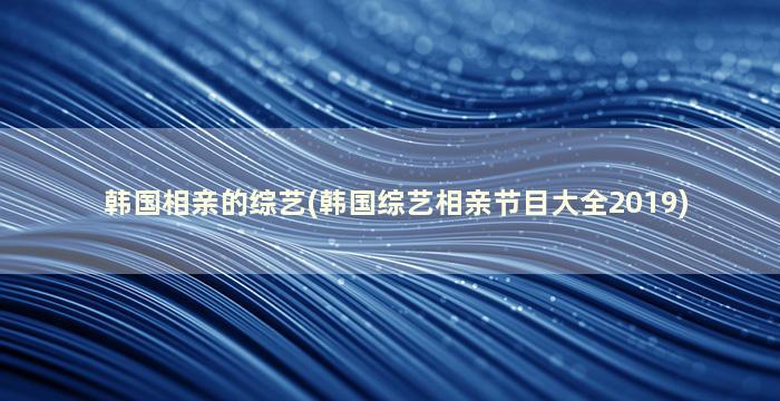 韩国相亲的综艺(韩国综艺相亲节目大全2019)