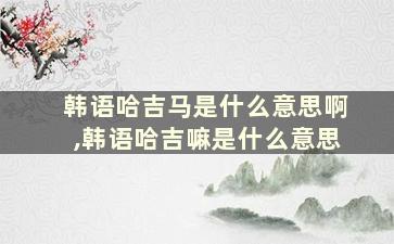 韩语哈吉马是什么意思啊,韩语哈吉嘛是什么意思