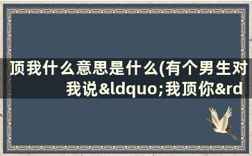 顶我什么意思是什么(有个男生对我说“我顶你”是什么意思啊)