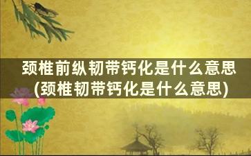 颈椎前纵韧带钙化是什么意思(颈椎韧带钙化是什么意思)