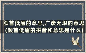 颔首低眉的意思,广袤无垠的意思(颔首低眉的拼音和意思是什么)