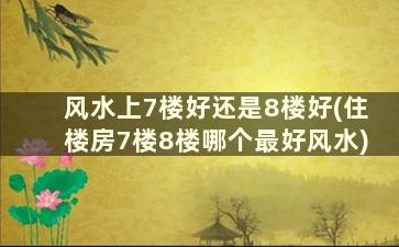 风水上7楼好还是8楼好(住楼房7楼8楼哪个最好风水)