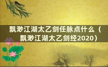 飘渺江湖太乙剑任脉点什么（飘渺江湖太乙剑经2020）