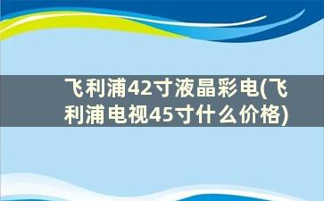 飞利浦42寸液晶彩电(飞利浦电视45寸什么价格)