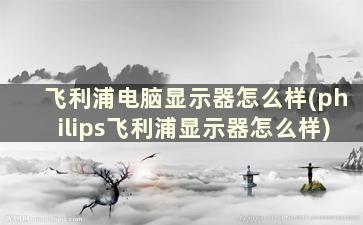 飞利浦电脑显示器怎么样(philips飞利浦显示器怎么样)