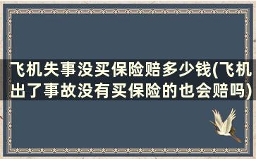 飞机失事没买保险赔多少钱(飞机出了事故没有买保险的也会赔吗)