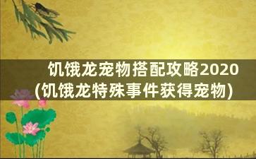 饥饿龙宠物搭配攻略2020(饥饿龙特殊事件获得宠物)