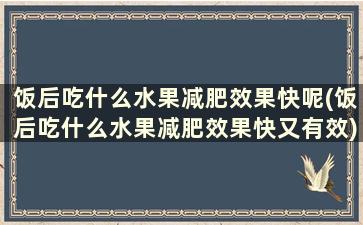 饭后吃什么水果减肥效果快呢(饭后吃什么水果减肥效果快又有效)