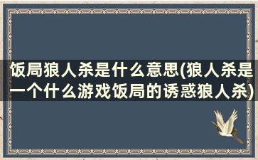 饭局狼人杀是什么意思(狼人杀是一个什么游戏饭局的诱惑狼人杀)