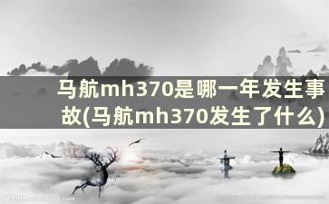 马航mh370是哪一年发生事故(马航mh370发生了什么)