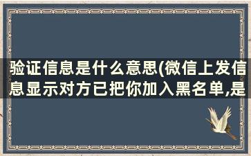 验证信息是什么意思(微信上发信息显示对方已把你加入黑名单,是不是表示对方没删除你)