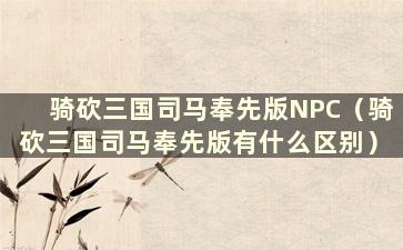 骑砍三国司马奉先版NPC（骑砍三国司马奉先版有什么区别）