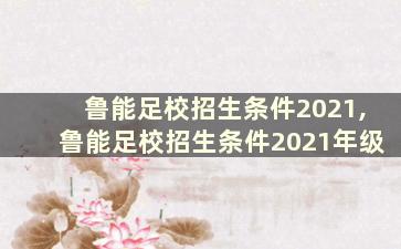 鲁能足校招生条件2021,鲁能足校招生条件2021年级