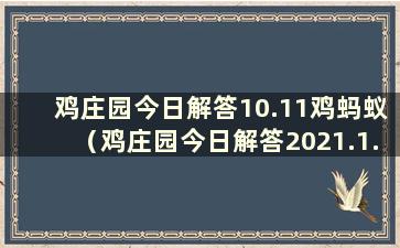 鸡庄园今日解答10.11鸡蚂蚁（鸡庄园今日解答2021.1.11）