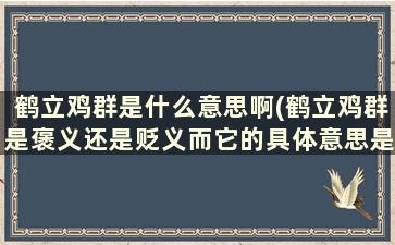 鹤立鸡群是什么意思啊(鹤立鸡群是褒义还是贬义而它的具体意思是什么)