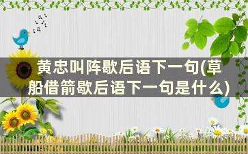 黄忠叫阵歇后语下一句(草船借箭歇后语下一句是什么)